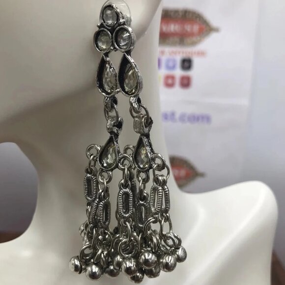 Antique Dangle Mirror Earrings - Picture 5 of 8